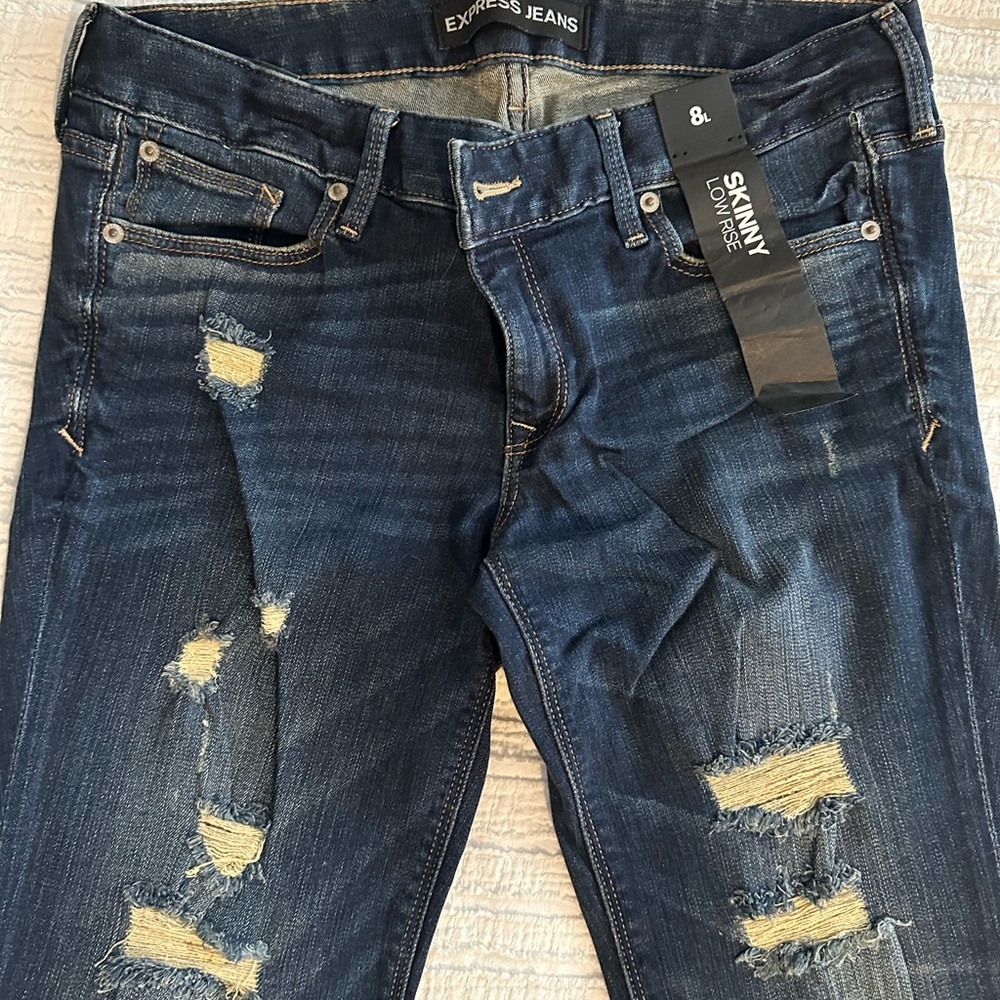 Express Distressed Skinny Jeans